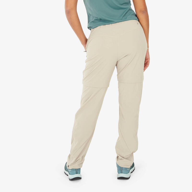 Pantaloni modulabili trekking donna MH500 beige