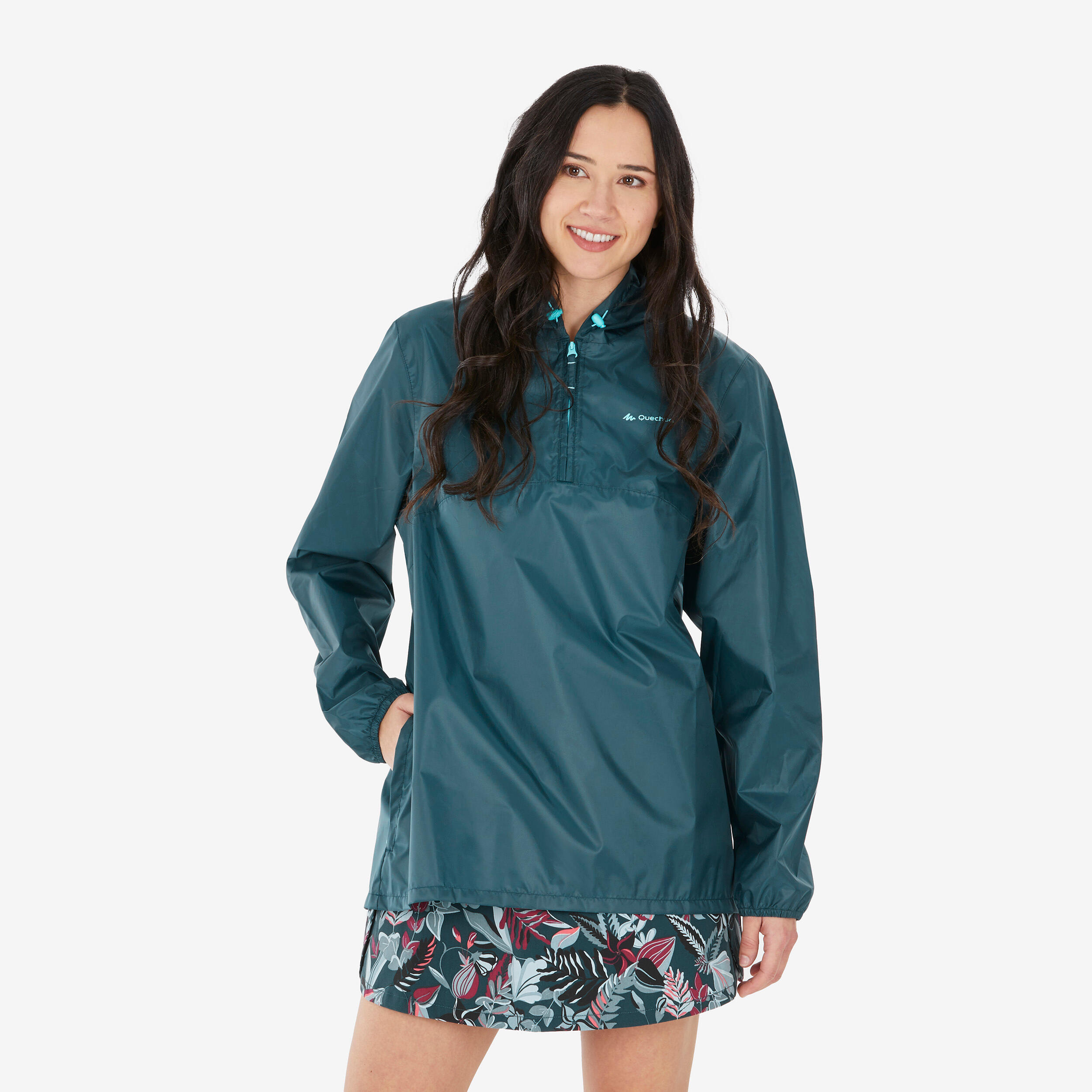 Quechua Decathlon Brown Blue Womens Windbreaker Hooked Jacket Size XS z25