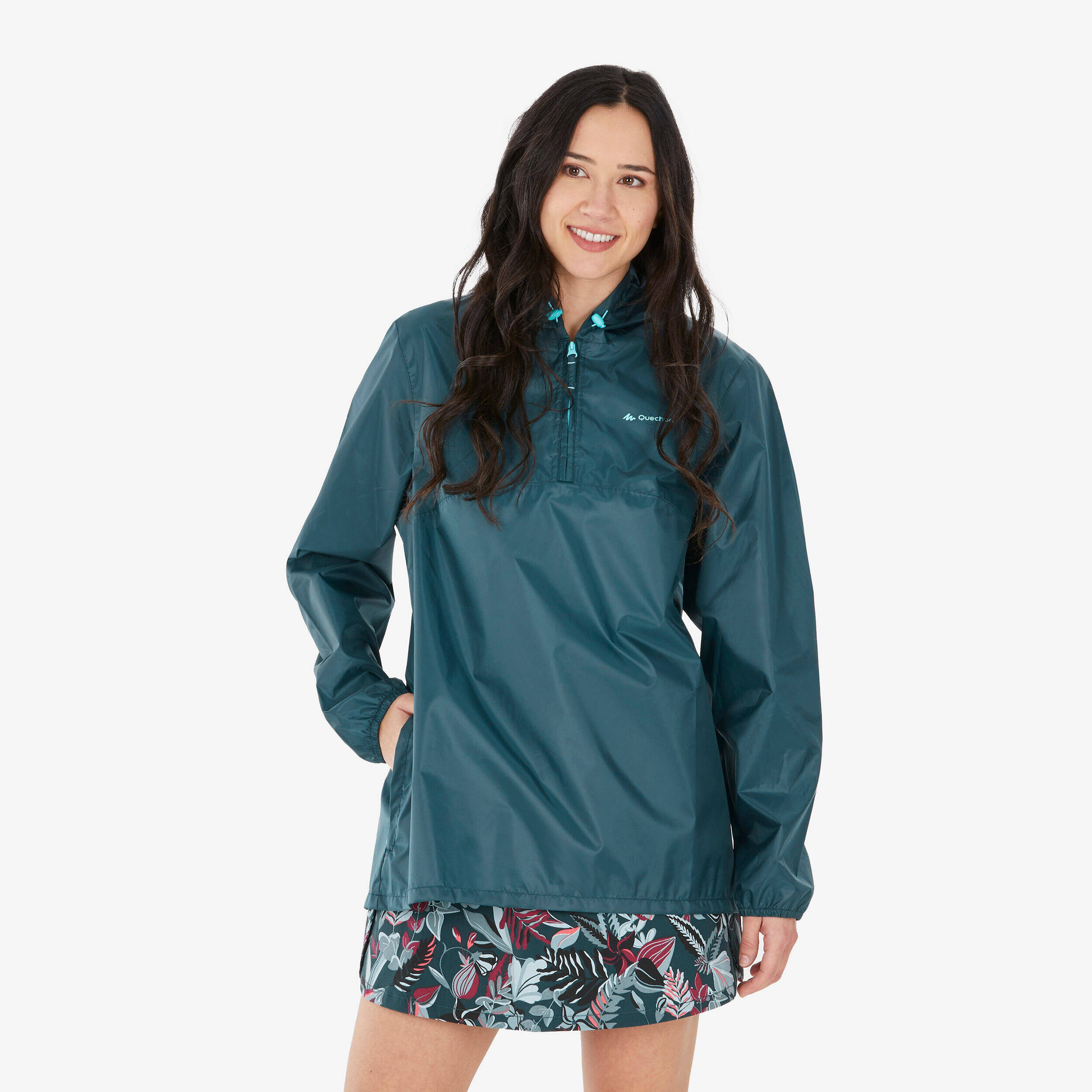 Women’s Water-repellent, Windproof Hiking Jacket Raincut 1/2 Zip - Blue -  1