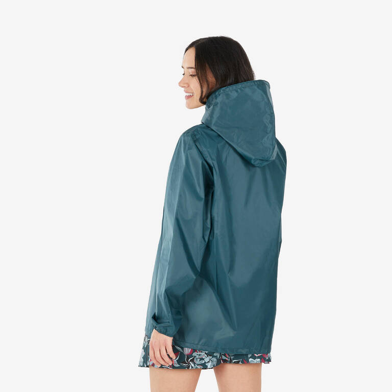 Jaket Hujan Jalan Tahan Air Ritsleting Wanita Raincut NH100 - Turquoise