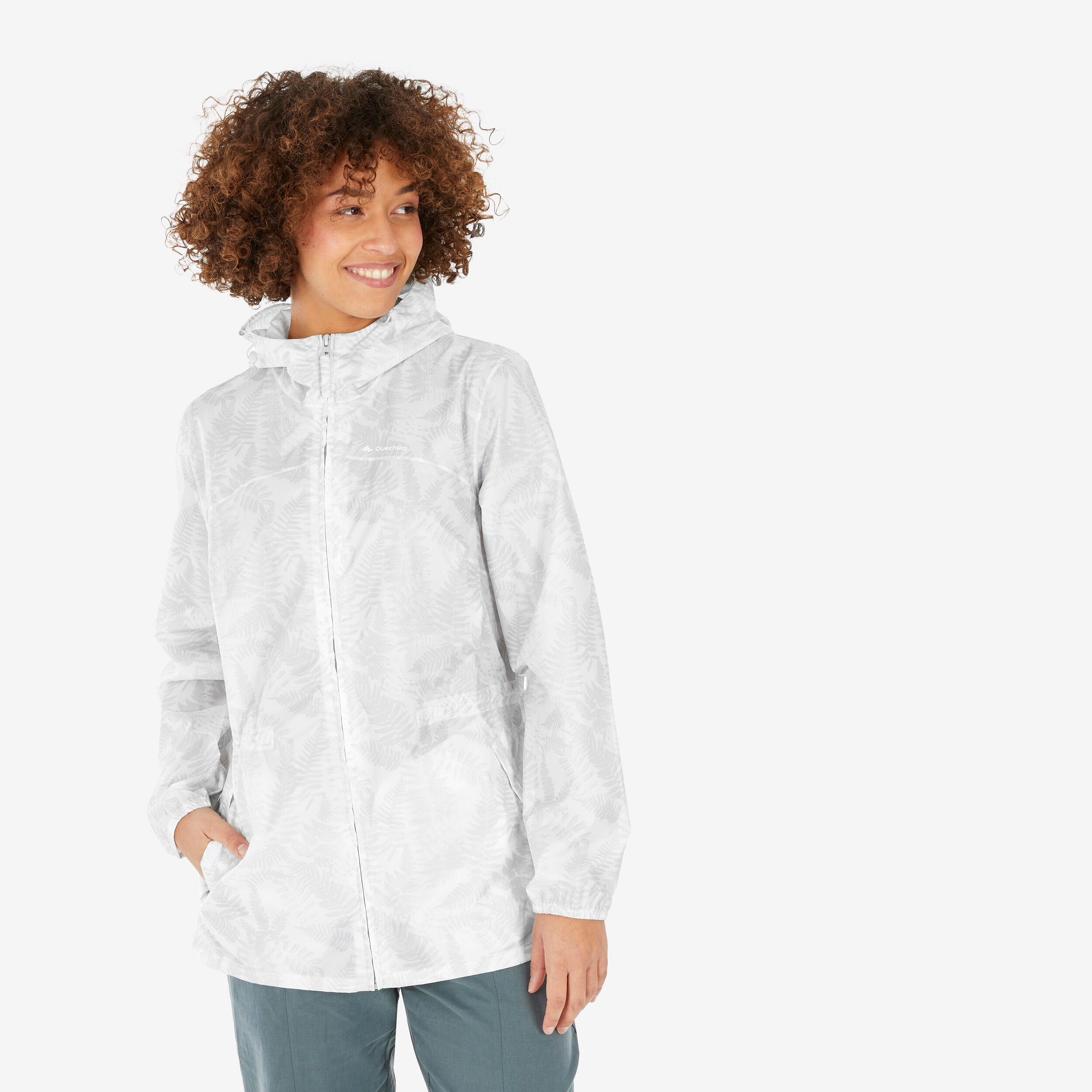 Women’s windproof and water-repellent hiking jacket, Raincut Full Zip - White