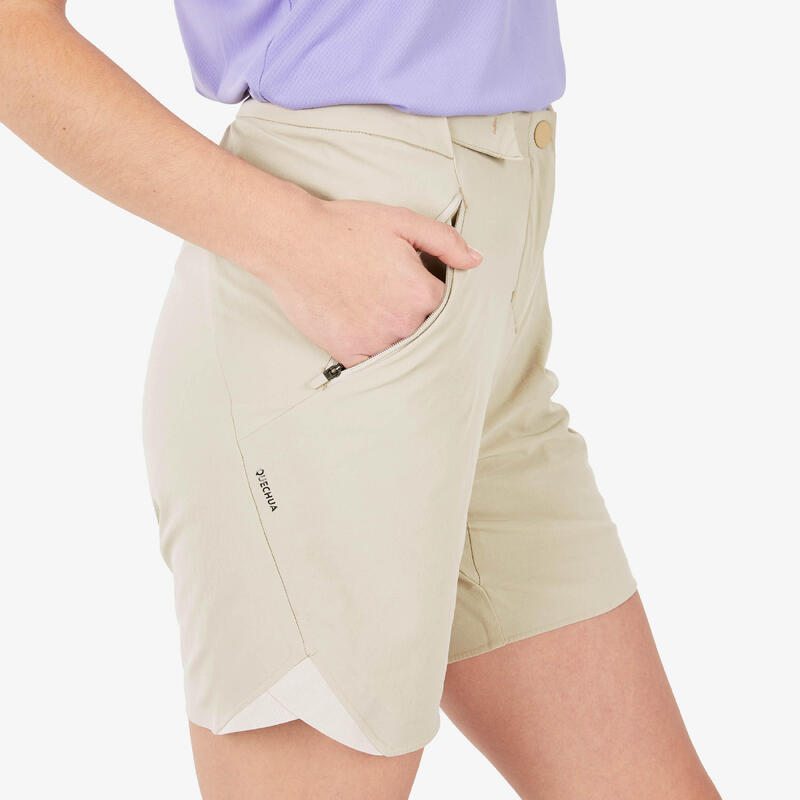 Pantalon scurt Drumeție la munte MH500 Bej Damă 