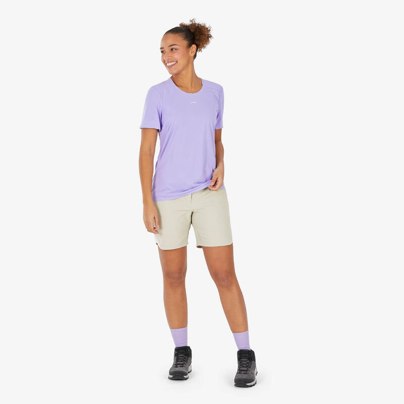 Tricou Drumeție la Munte MH500 Mov Damă