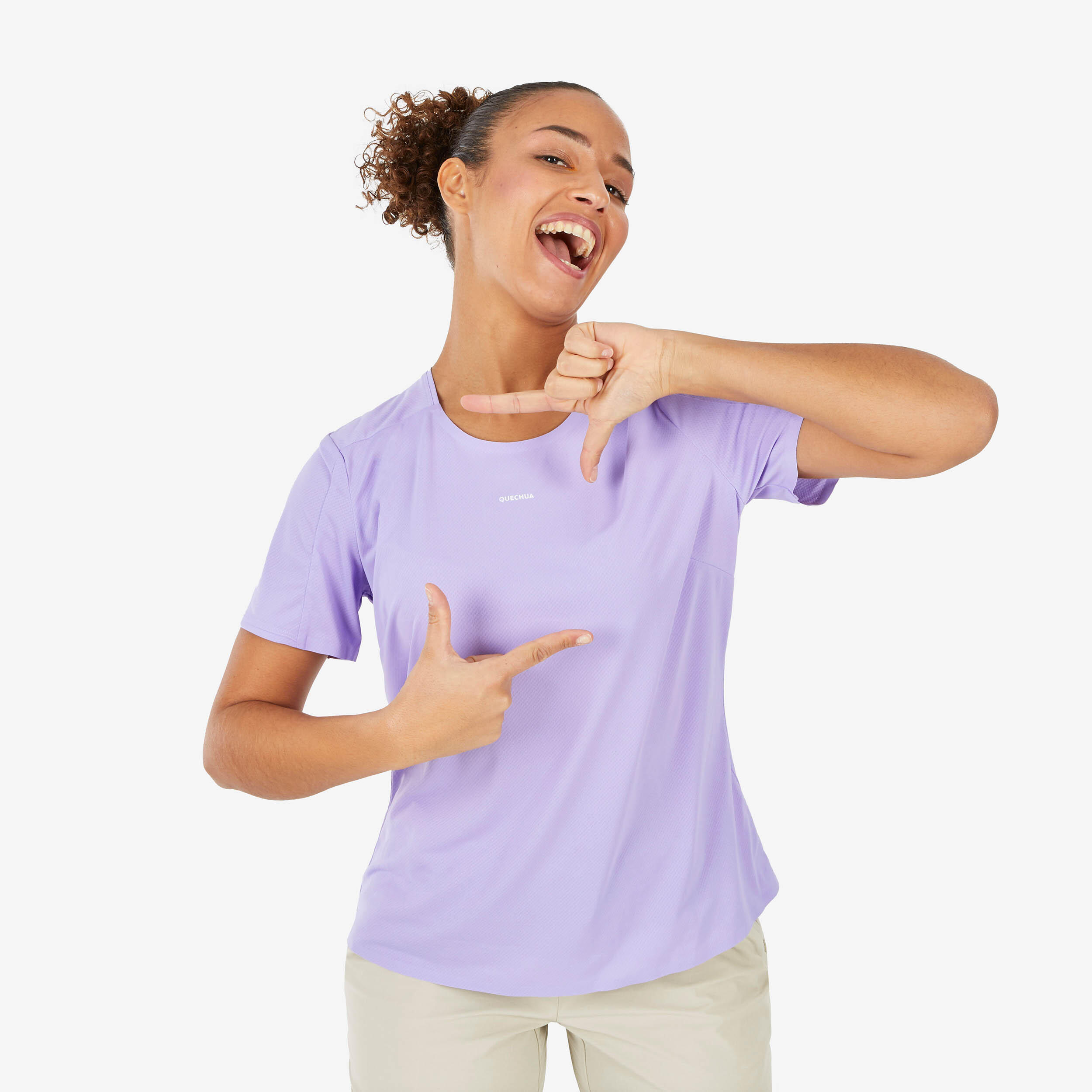 Camiseta de montaña y trekking manga corta Mujer Quechua MH500 4/7