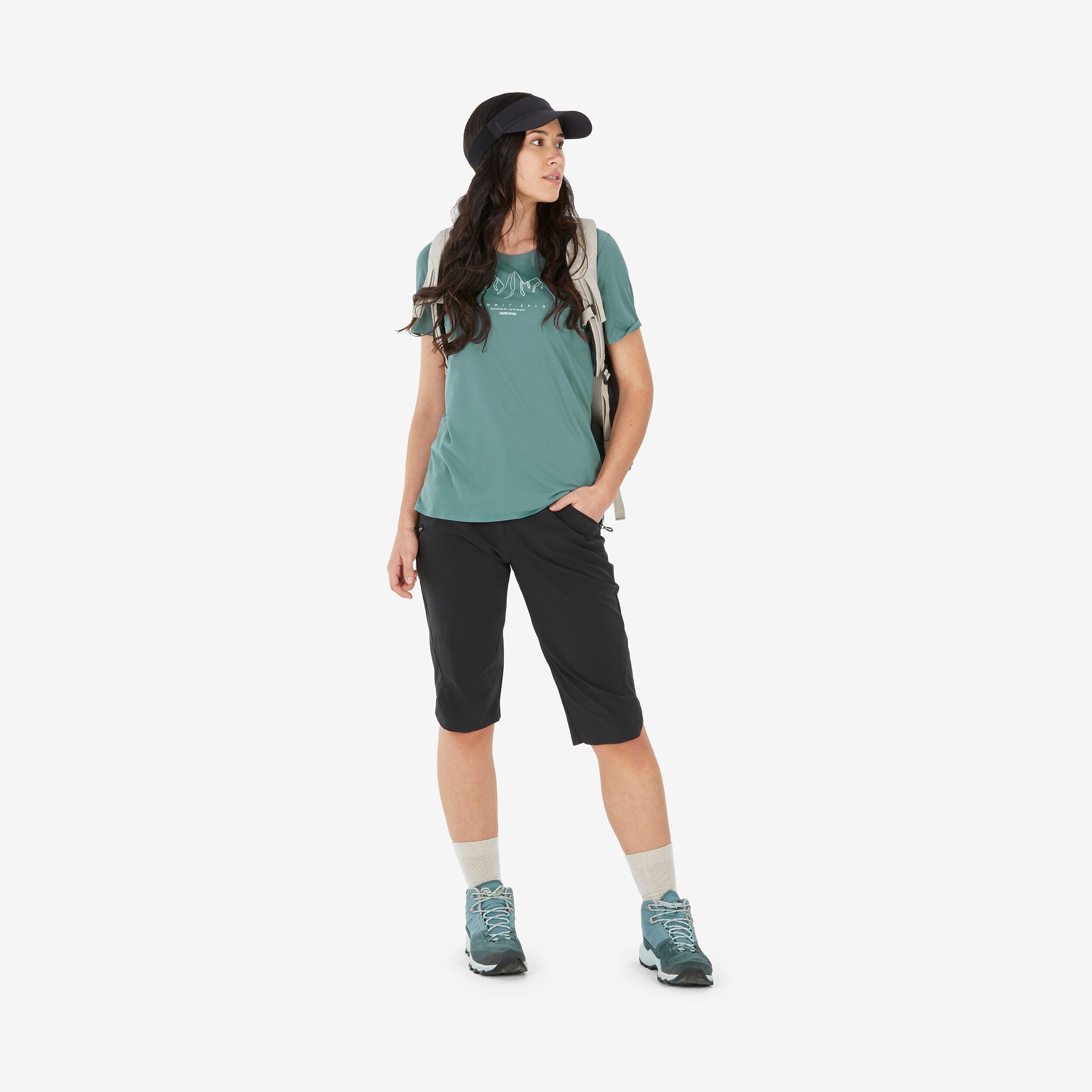 Women Dry Fit Activewear Light T-Shirt Ash Green  - MH500