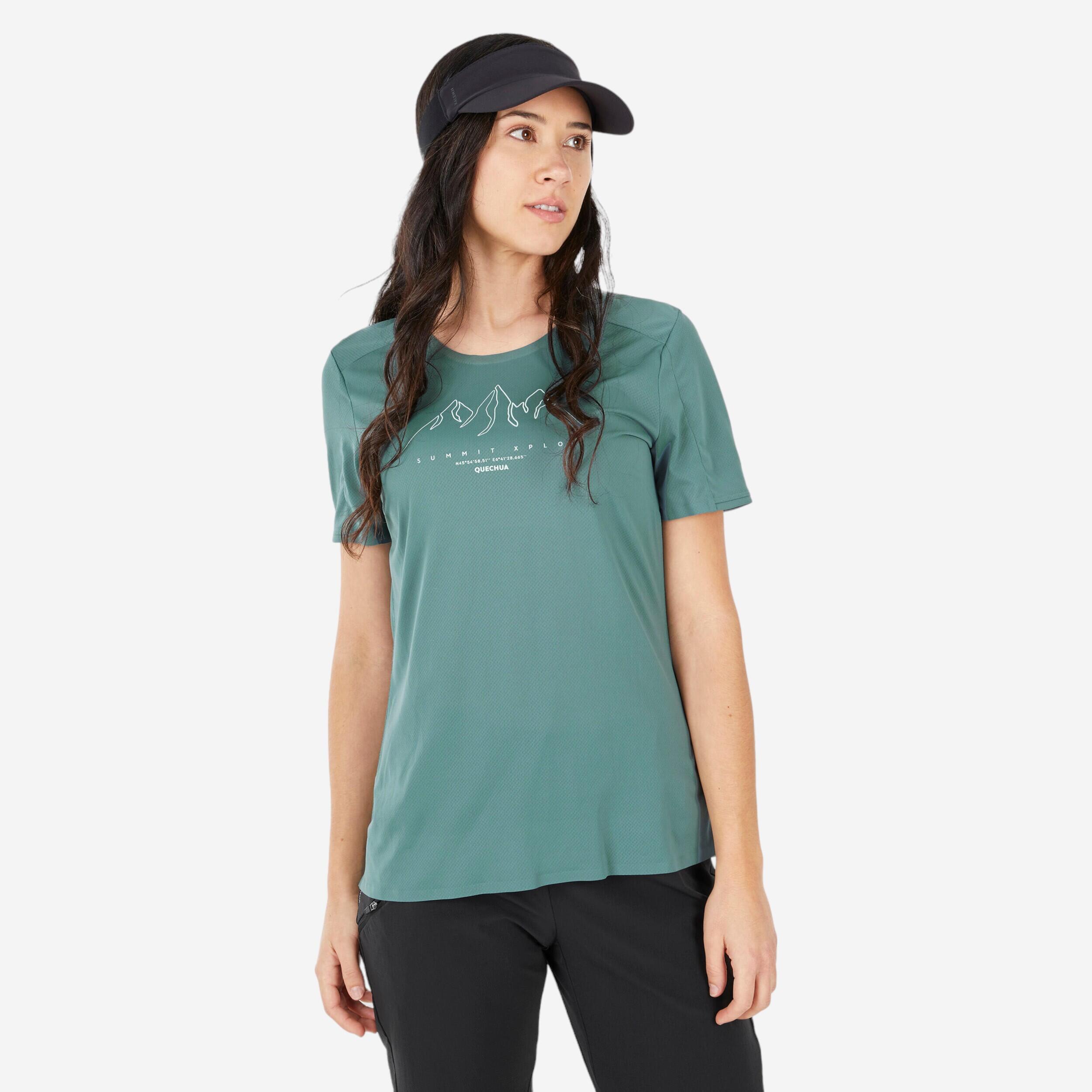 Women Dry Fit Activewear Light T-Shirt Ash Green  - MH500 image