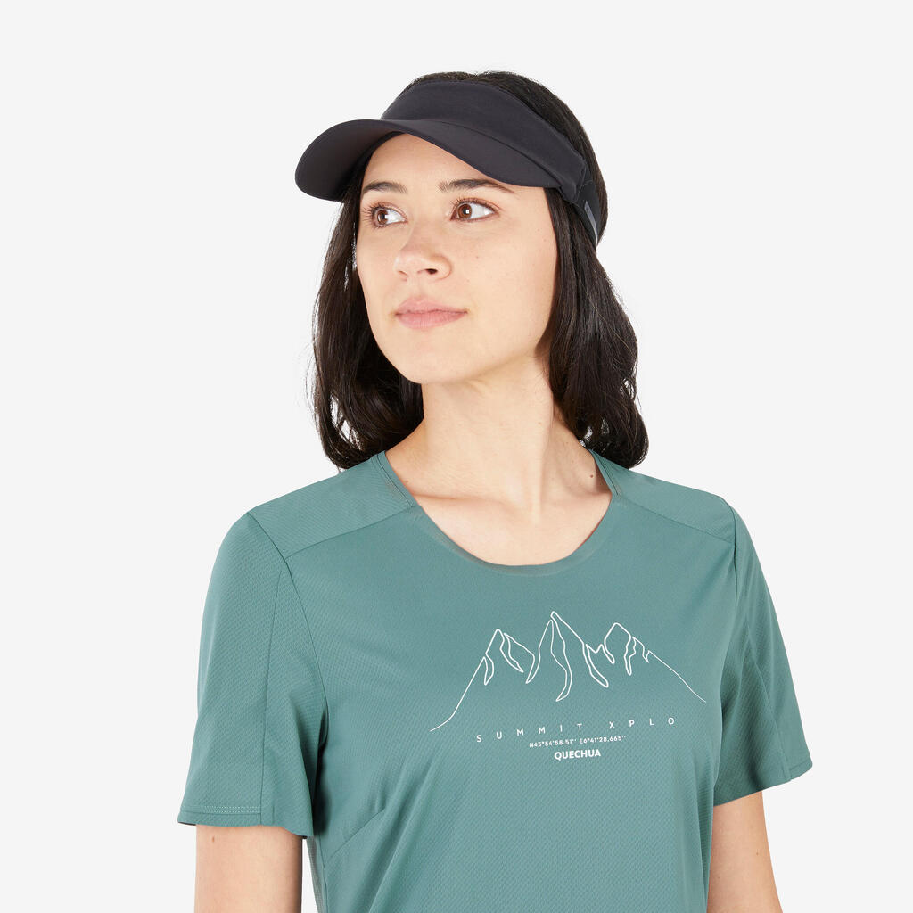 Playera de manga corta de senderismo verde para mujer MH500