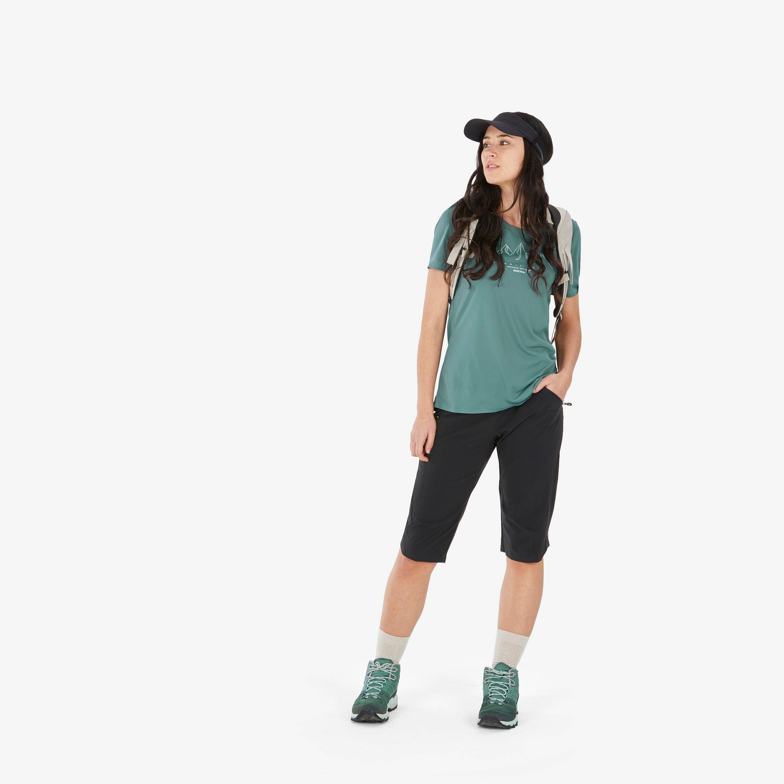 Women Dry Fit Activewear Light T-Shirt Ash Green  - MH500 -  3