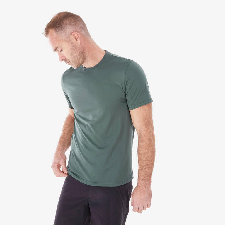 Men's synthetic short-sleeved hiking T-shirt - MH100 