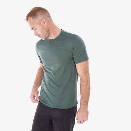 Men's synthetic short-sleeved hiking T-shirt - MH100 