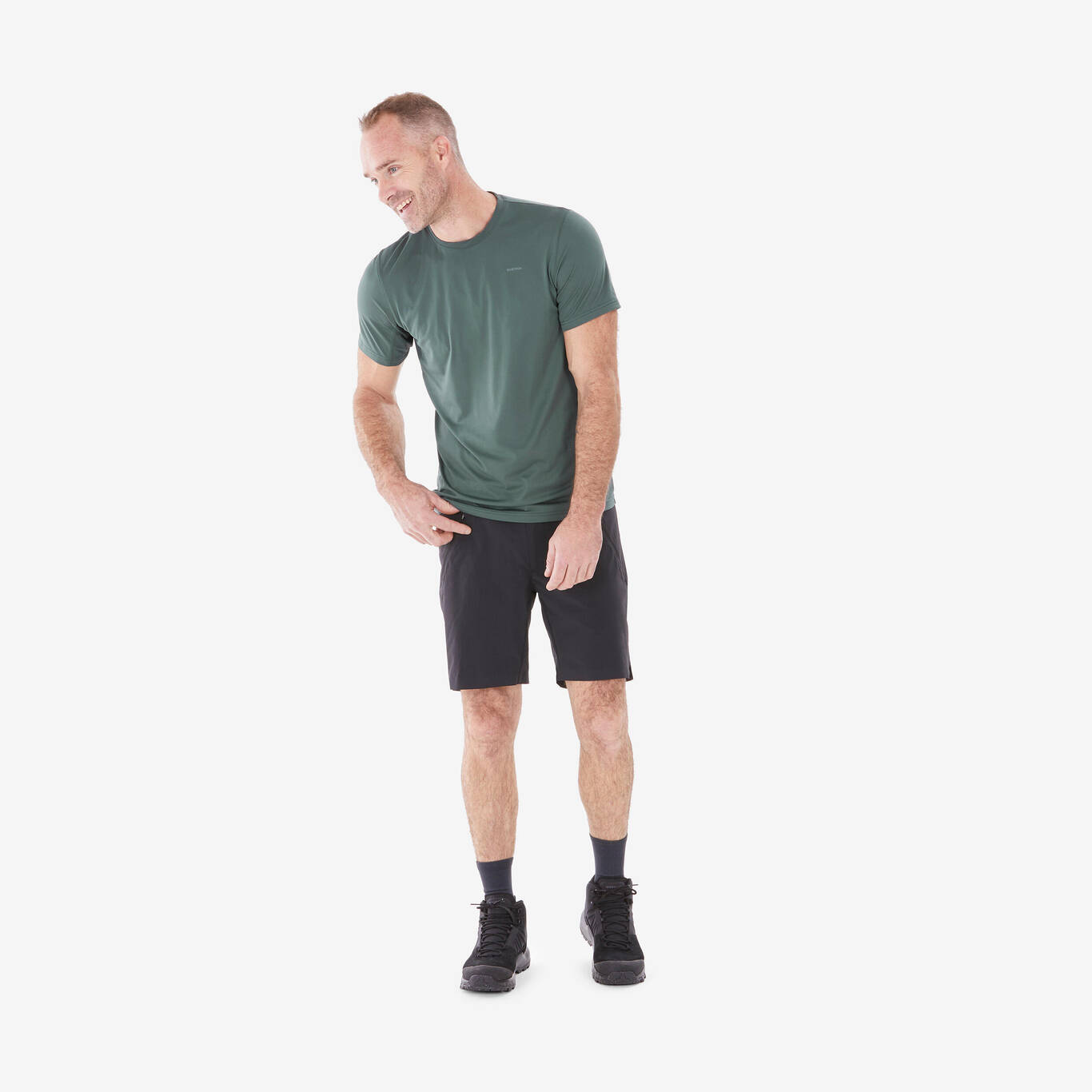 Men's synthetic short-sleeved hiking T-shirt - MH100 