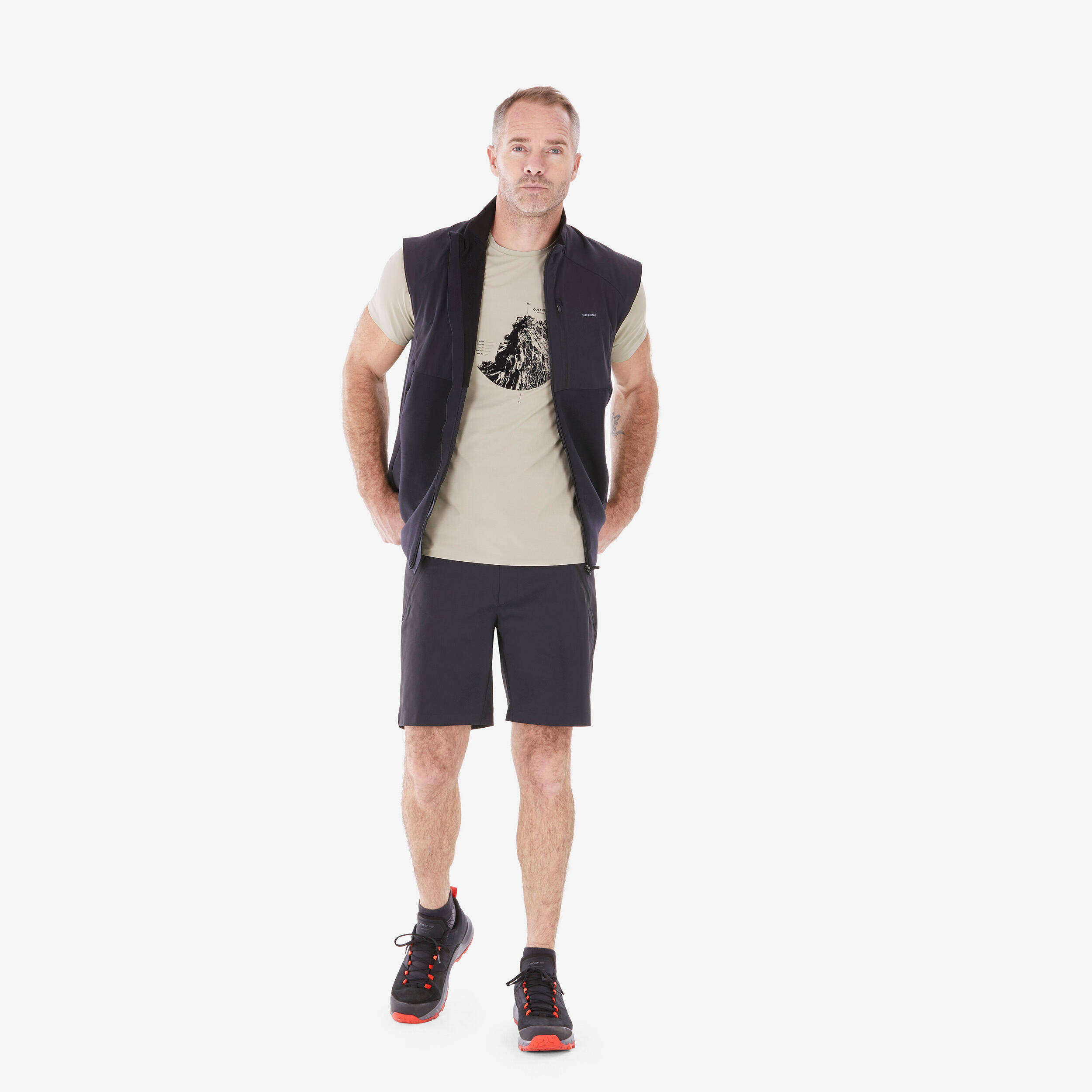 Men Dry Fit Activewear Light T-Shirt Beige - MH500 -  3