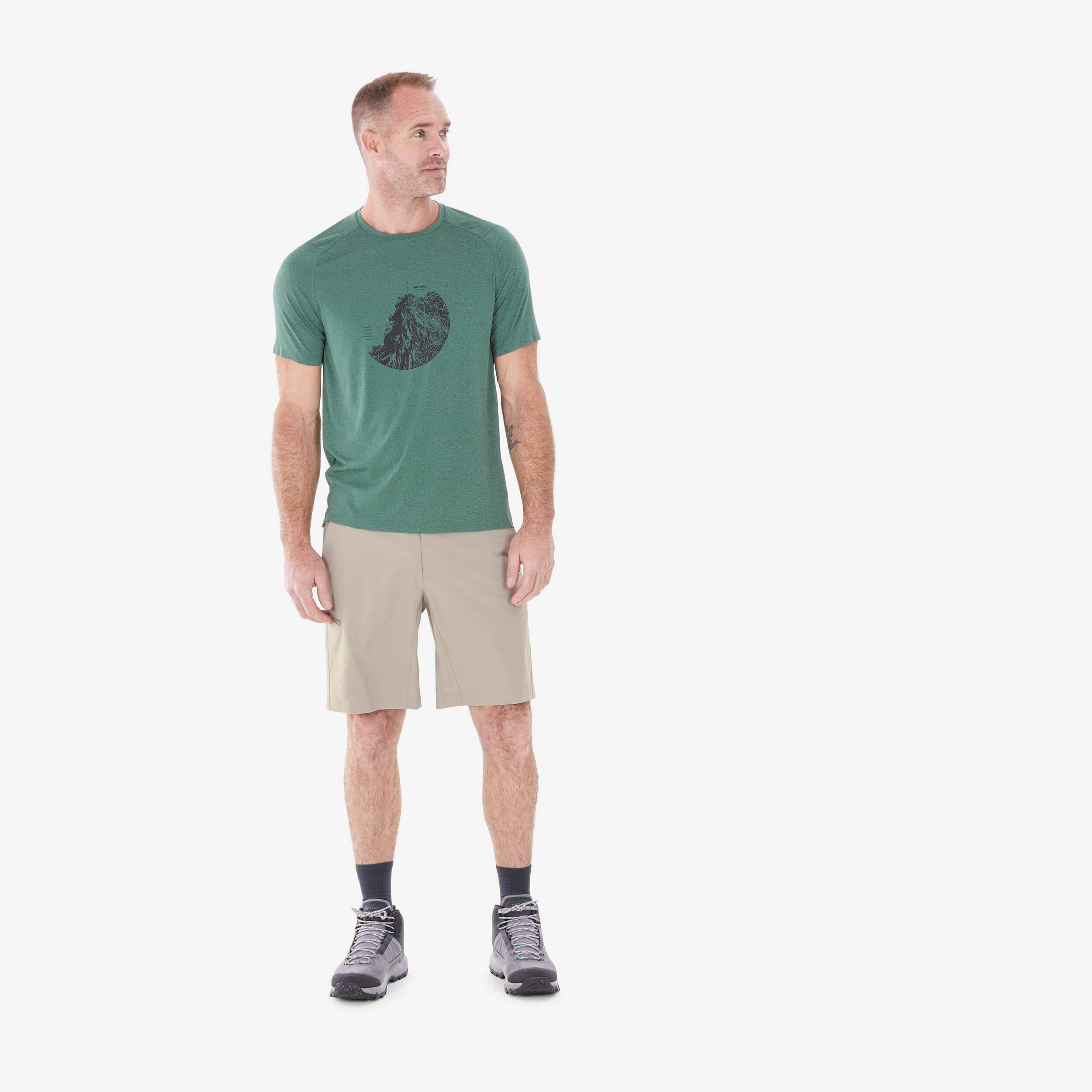 Men Dry Fit Lightweight Shorts Beige - MH100 -  2
