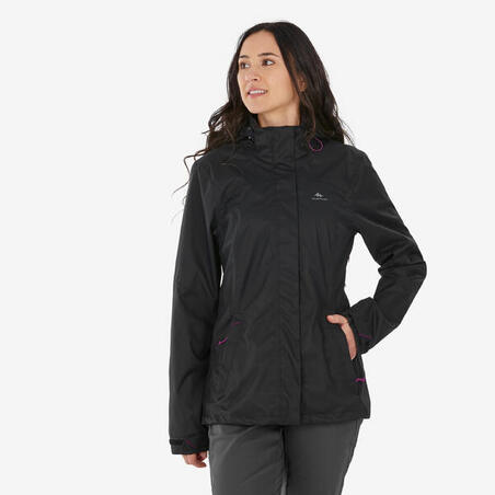 Куртка жіноча MH100 для гірського туризму водонепроникна чорна