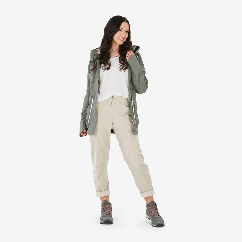Geacă parka impermeabilă drumeție NH500 verde damă