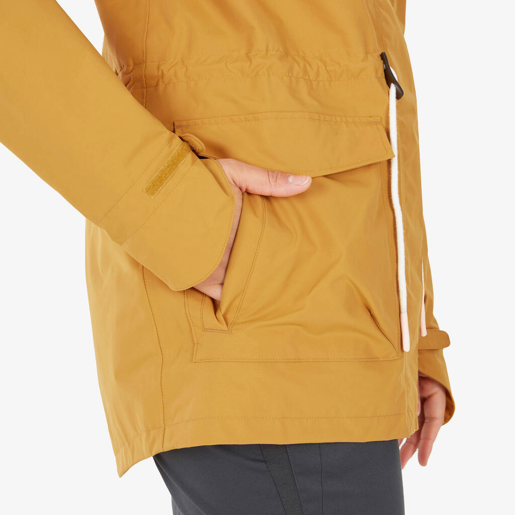 Chaqueta impermeable tipo gaban para senderismo Mujer NH550 Quechua amarillo