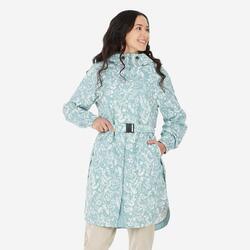Veste de randonnée imperméable femme, Raincut Longue kaki