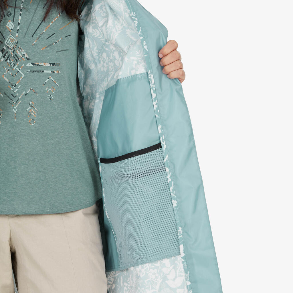 Chaqueta Impermeable Para Senderismo y Trekking Mujer Tipo gaban Quechua caqui