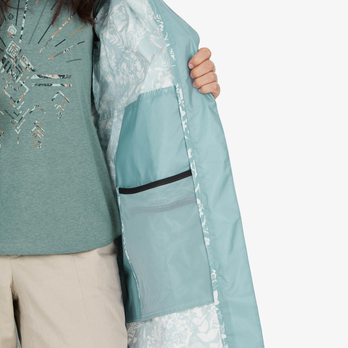 Women's Long Waterproof Hiking Jacket Raincut Long Decathlon