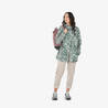 Women Full Zip Rain Jacket with Storage Pouch Floral Print - NH100