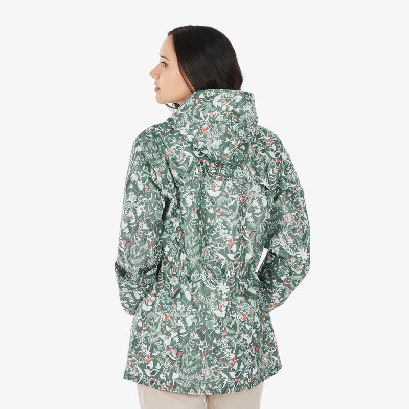 Geacă hidrofobă anti-vânt drumeție în natură Raincut Full Zip Verde Damă