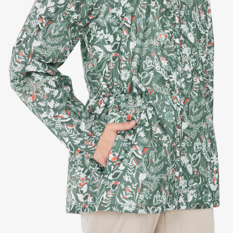 Geacă hidrofobă anti-vânt drumeție în natură Raincut Full Zip Verde Damă