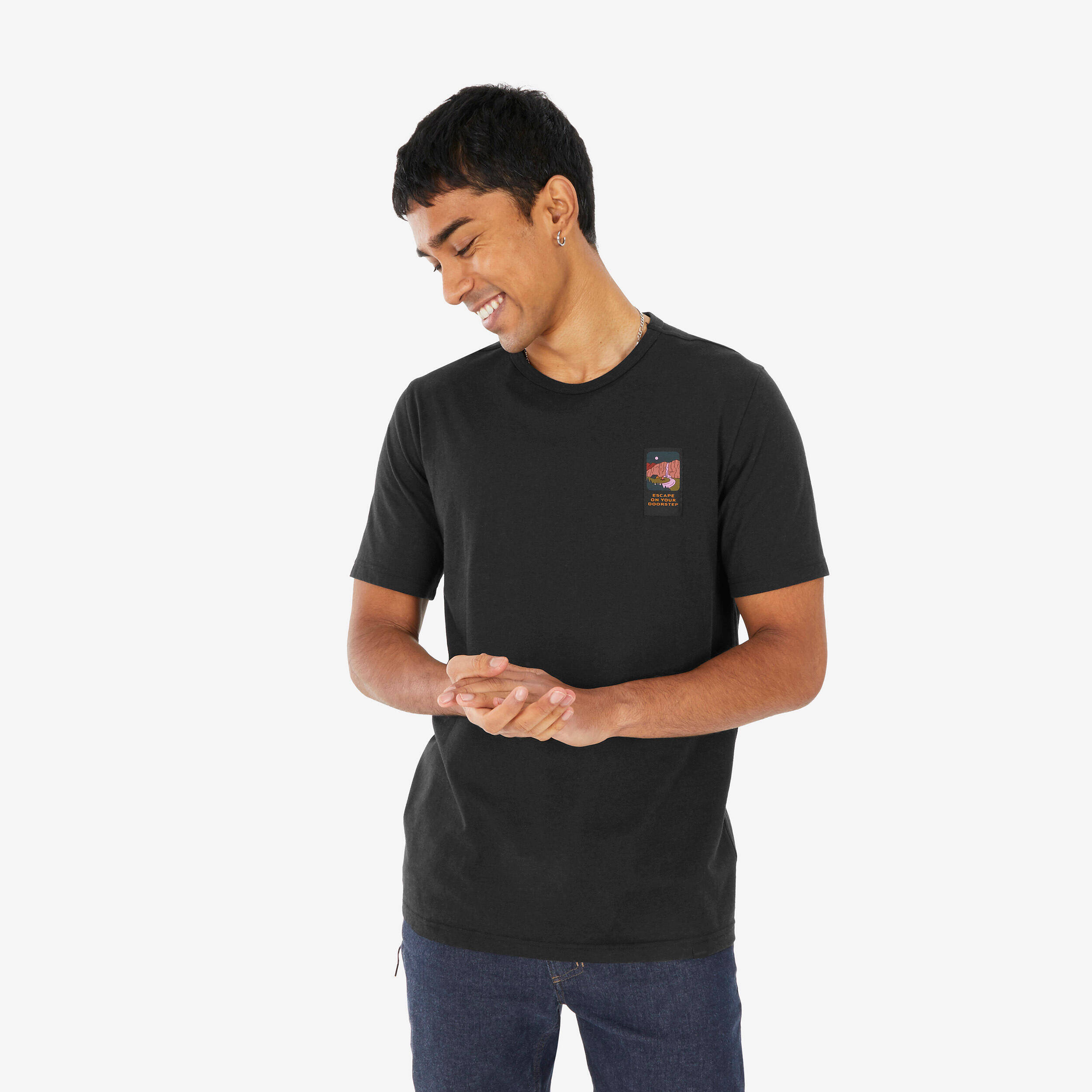Men Half Sleeve Cotton T-Shirt Black - NH100 -  1