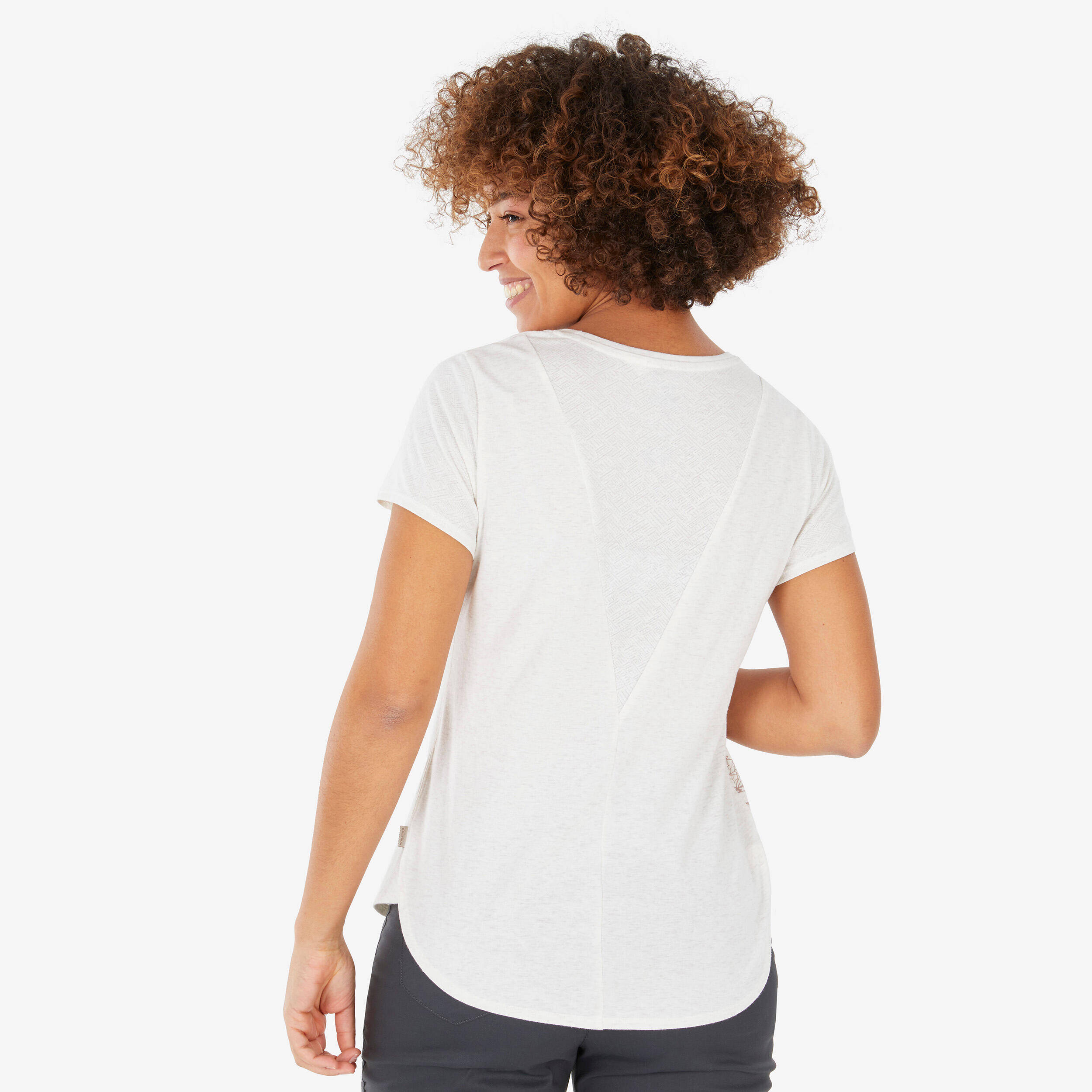 Women Hiking Breathable T-shirt - NH500 White -  3