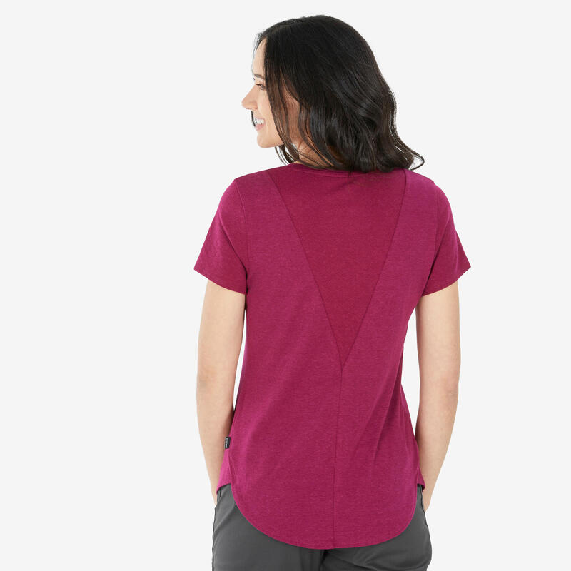 Tricou Drumeție în natură NH500 Roz Damă