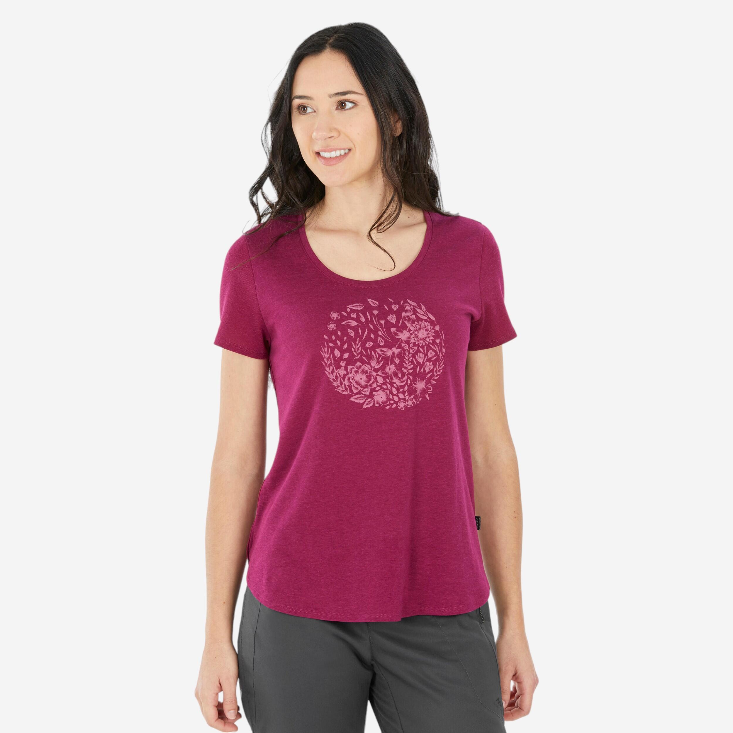 Quechua - T-shirt De Randonnée - Nh500 - Femme - T-shirt Manches Courtes - Randonnees Et Trekking Femme - Rose-violet - 44l - Decathlon