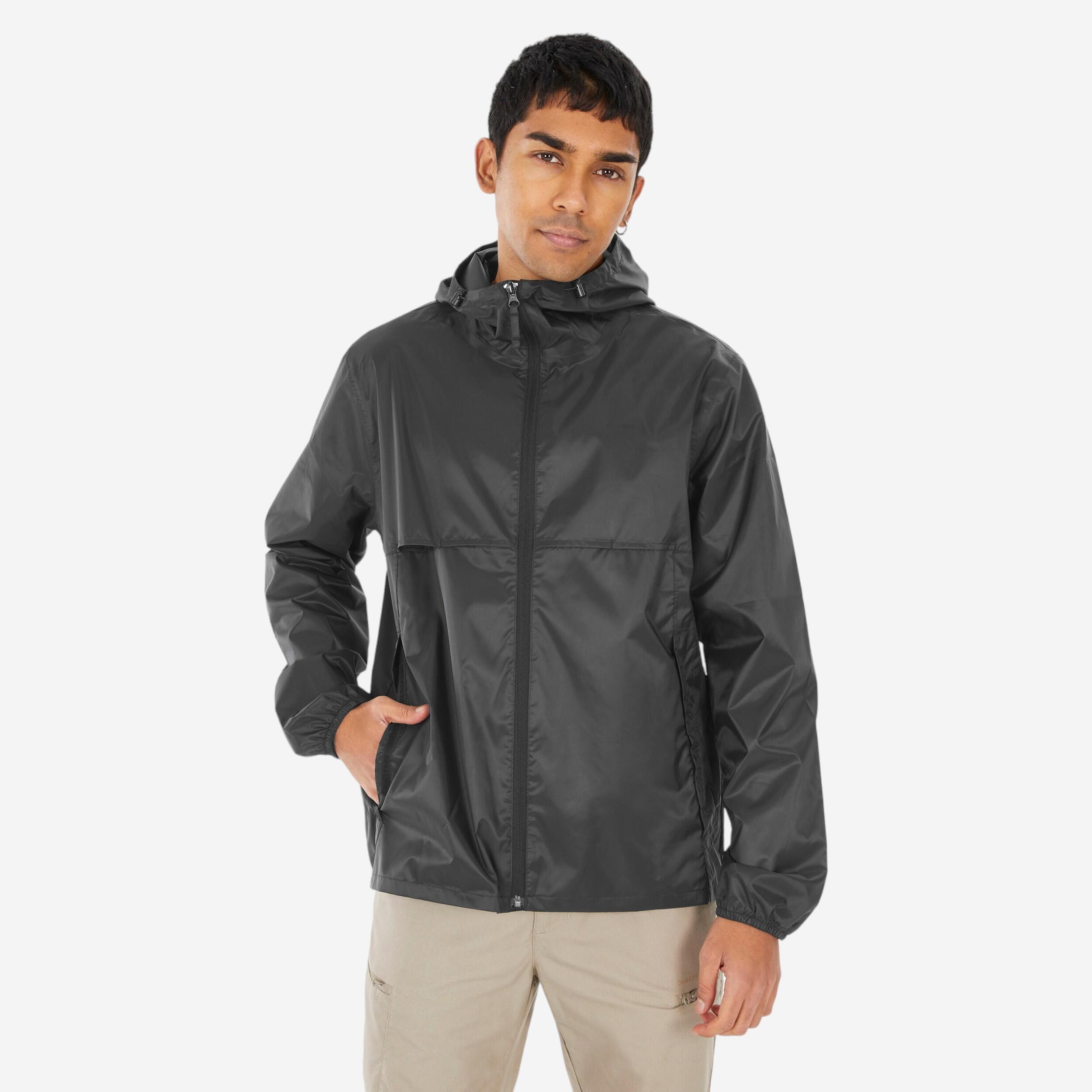 Men's windproof and waterproof hiking jacket, Raincut Full Zip - Black