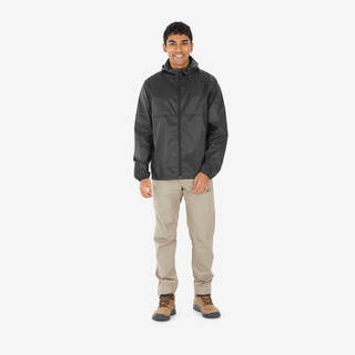 Raincoat Men Hiking Lightweight Waterproof Jacket - Black