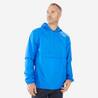 Men Half Zip Compact Rain Jacket with Pouch - Blue