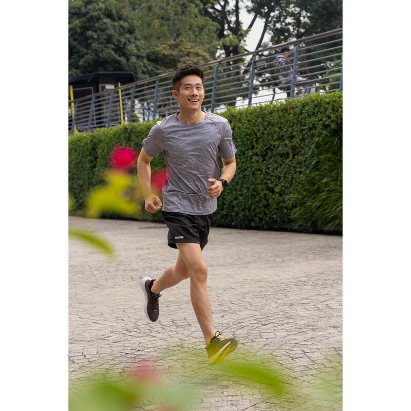 Șort alergare Jogging KIPRUN Run 500 Dry Verde închis Bărbați