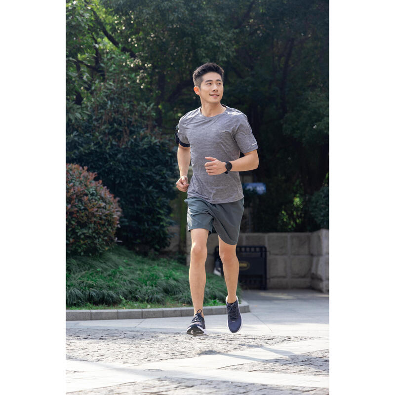Short de running Homme - KIPRUN Run 500 Dry Vert foncé grisé