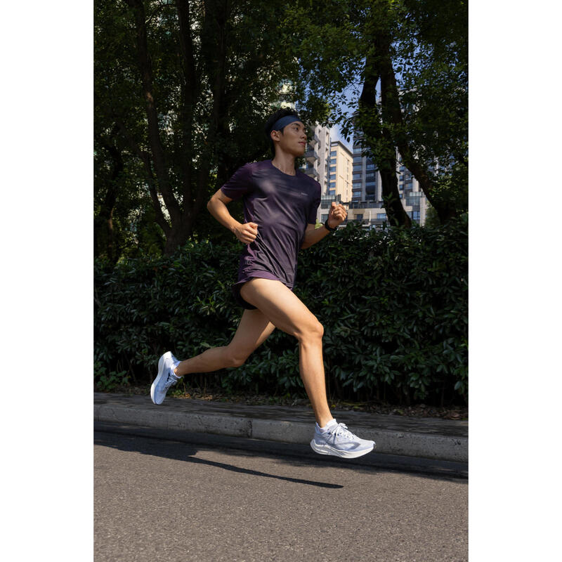 Men's KIPRUN Run 500 Comfort Split Running Shorts - Dark Aubergine