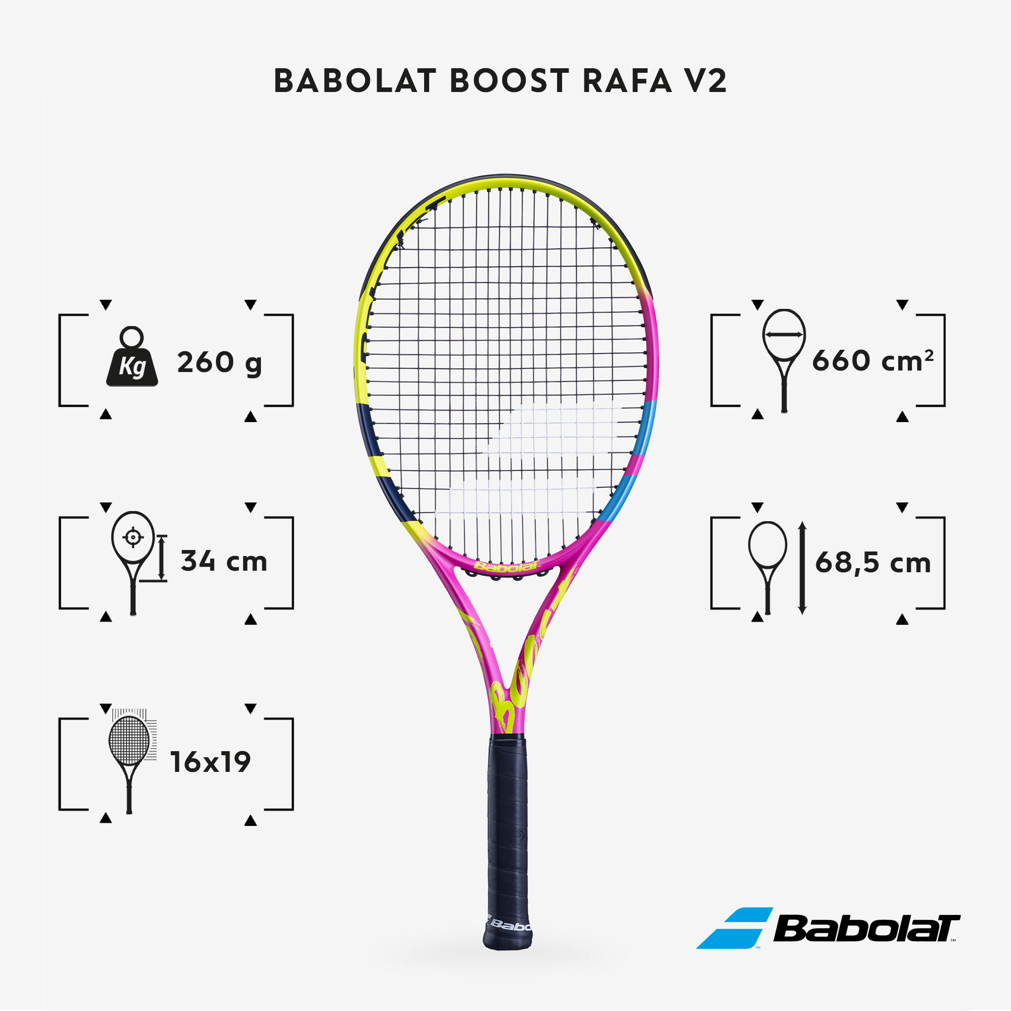 Adult Tennis Racket Boost Rafa Pink Yellow BABOLAT Decathlon