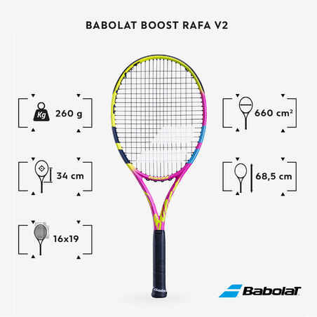 Suaugusiųjų teniso raketė „Boost Rafa“, rožinė, geltona