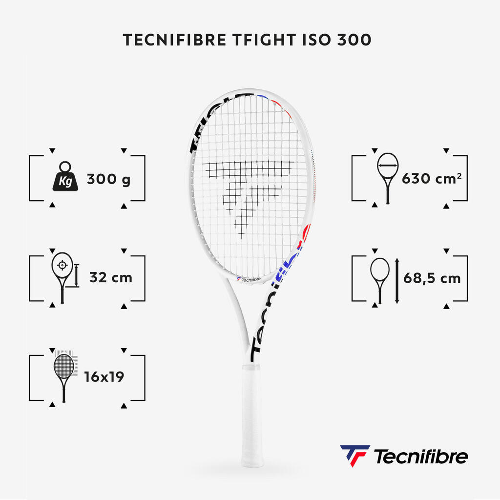 Nenostiegrota tenisa rakete “T-Fight 300 Isoflex”, 300 g, balta