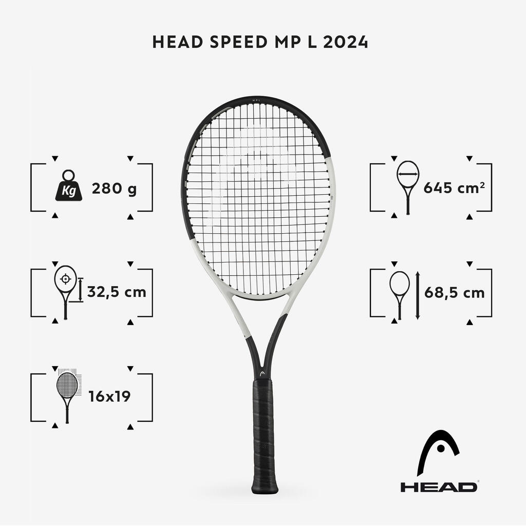 Pieaugušo tenisa rakete “Auxetic Speed MP L 2024”, 280 g, melna/balta