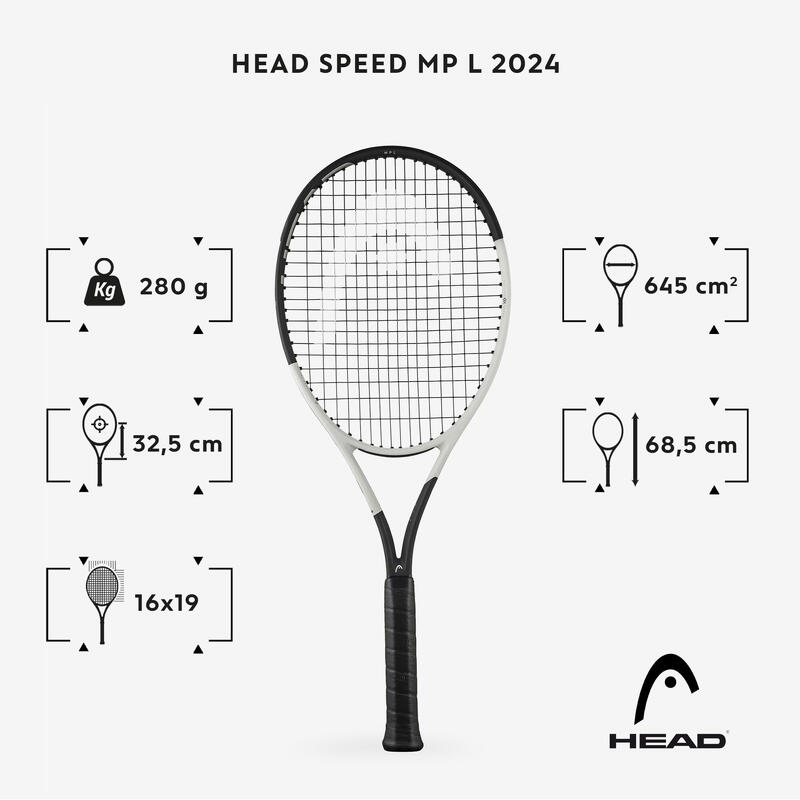 Erwachsene Tennisschläger - Head Auxetic Speed MP L 2024 Schwarz/weiss 280 g 