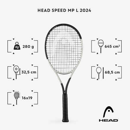 Suaugusiųjų teniso raketė „Auxetic Speed MP 2024 L“, 280 g, juoda, balta