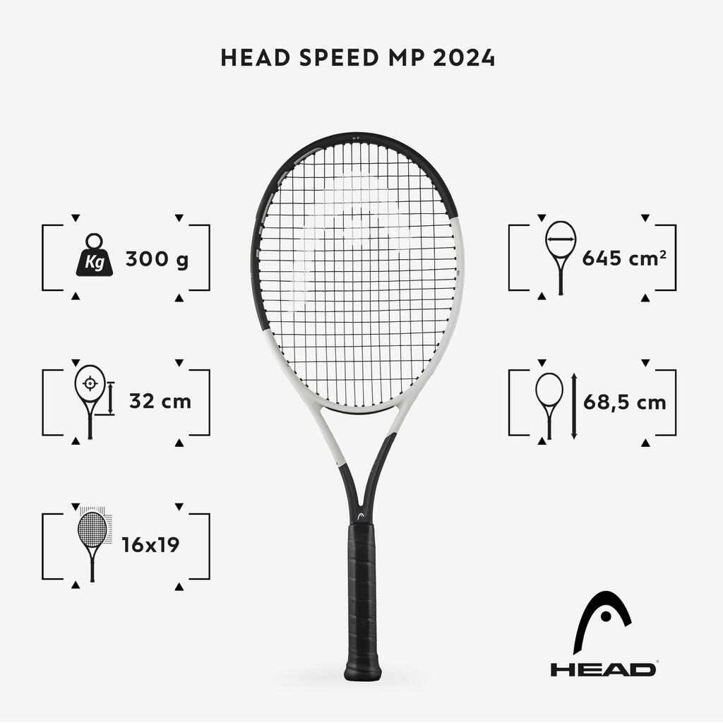 Suaugusiųjų teniso raketė „Auxetic Speed MP 2024“, 300 g, juoda, balta