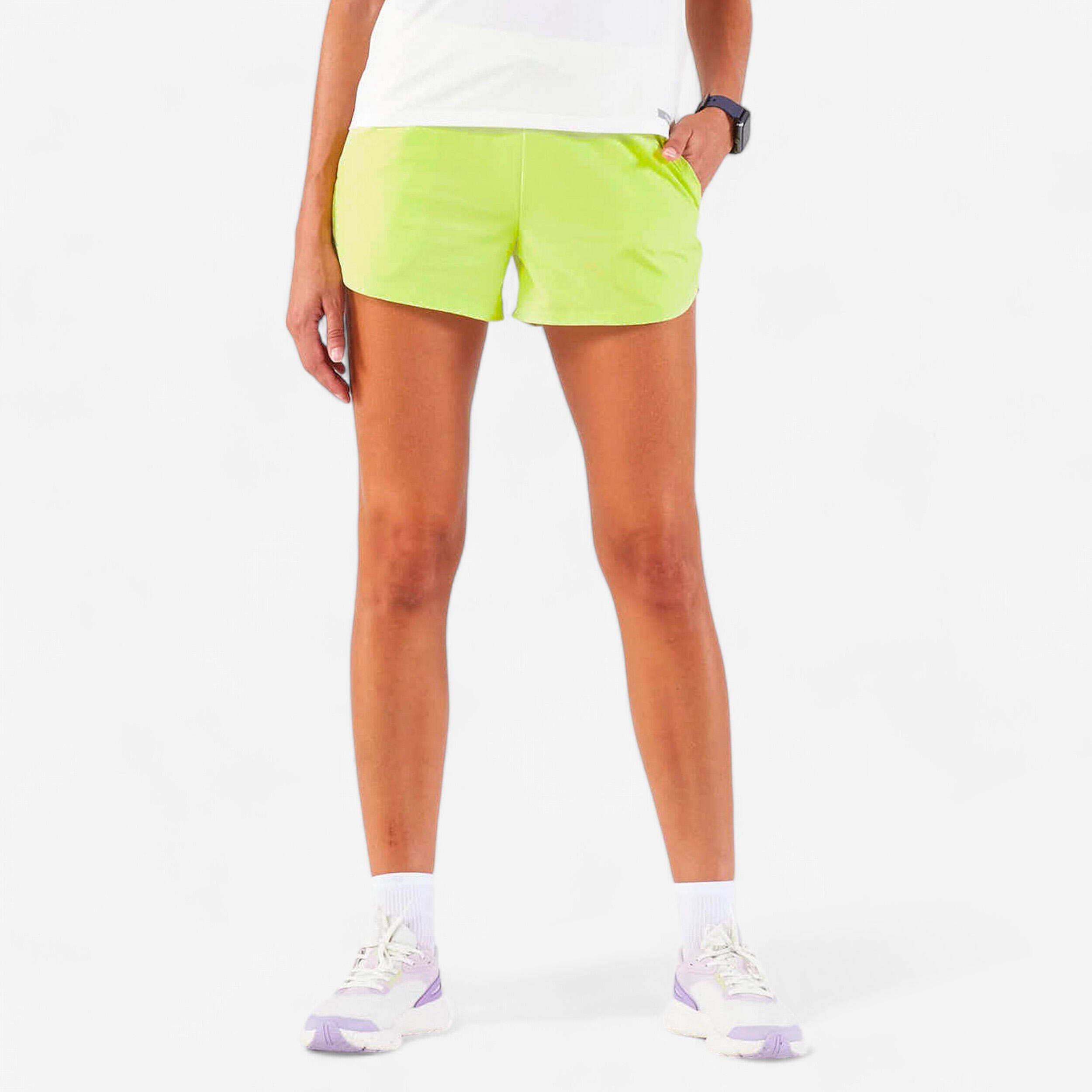Women's  Running & Trail Breathable Shorts Run 500 - Pale Lemon Yellow -  1