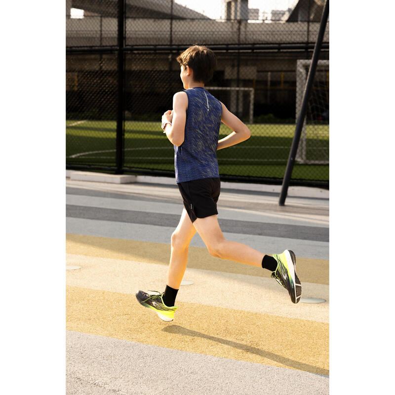 Kids' seamless KIPRUN light 900 running tank top - navy yellow