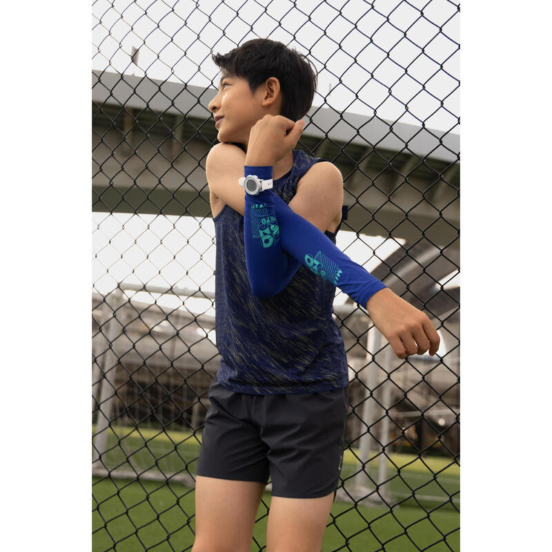 Kids' seamless KIPRUN light 900 running tank top - navy yellow