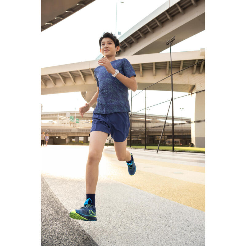 Kid's KIPRUN DRY+ 900 running shorts - navy and green