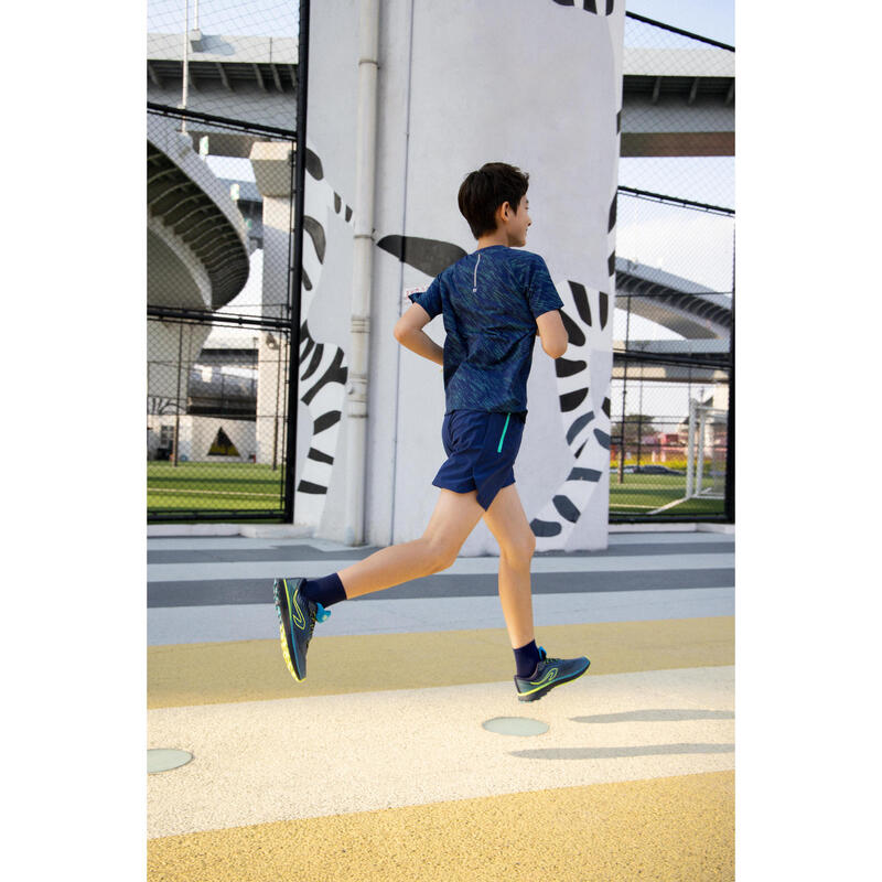 Kid's KIPRUN DRY+ 900 running shorts - navy and green