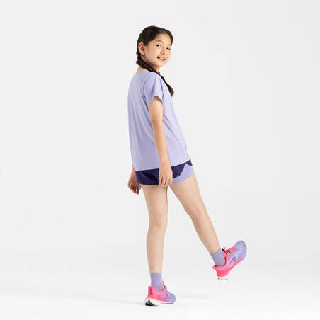 Girl's KIPRUN DRY+ 500 breathable running T-shirt - purple