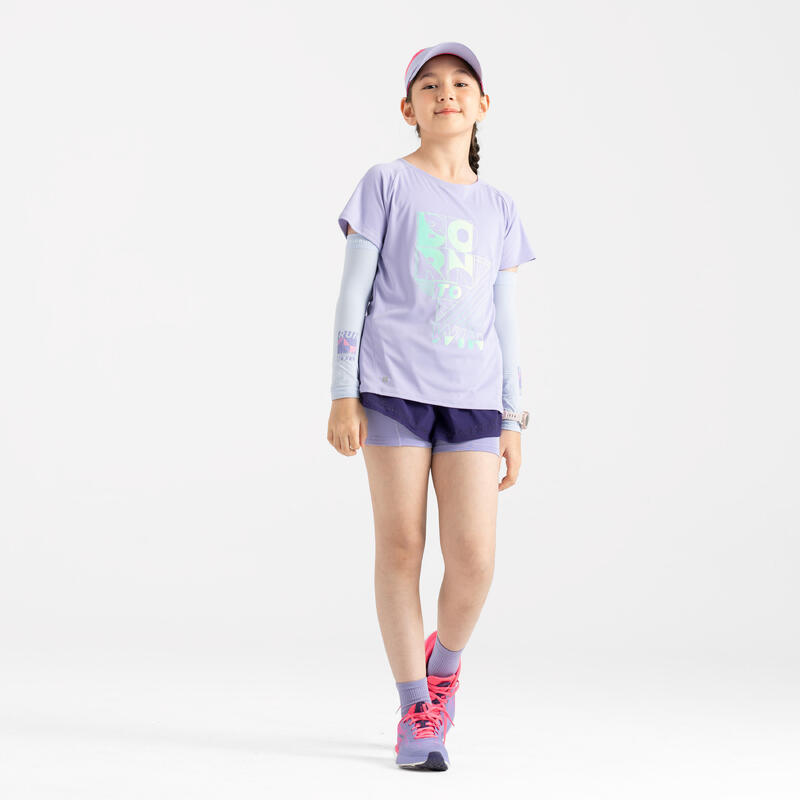 女童透氣跑步 T 恤 DRY+ 500－紫色